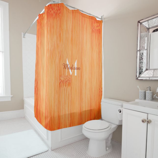 Cool orange burnt bamboo wood print Monogram (In Situ)