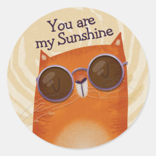 Cool Orange Cat Classic Round Sticker