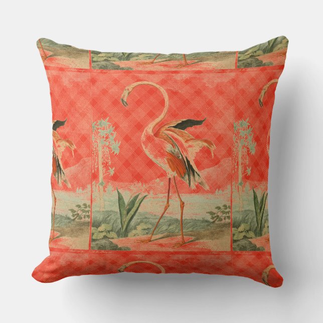 Cool Orange Flamingo Throw Pillow (Front)
