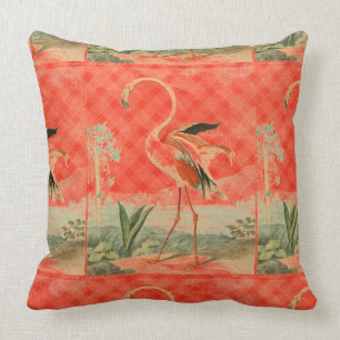 Cool Orange Flamingo Throw Pillow