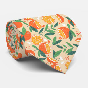 cool orange fruit tiled pattern tie