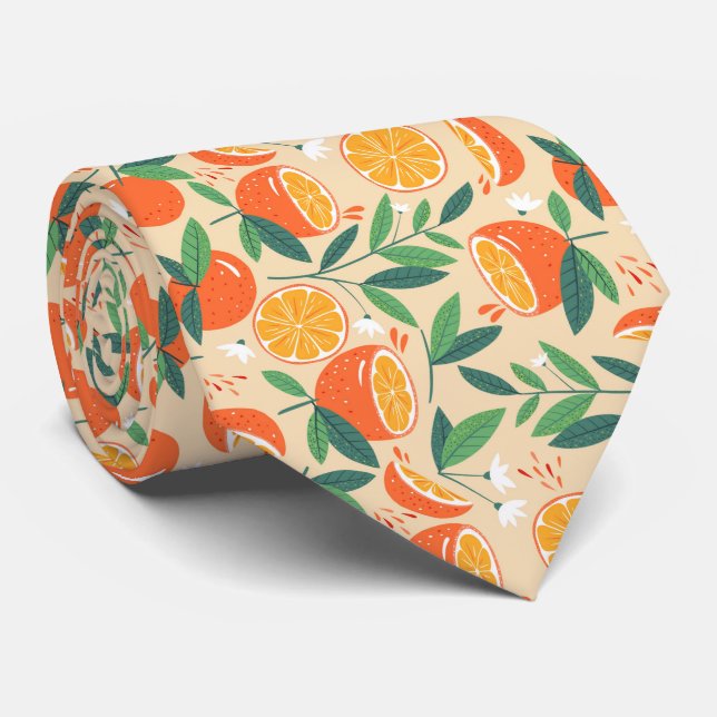 cool orange fruit tiled pattern tie (Rolled)
