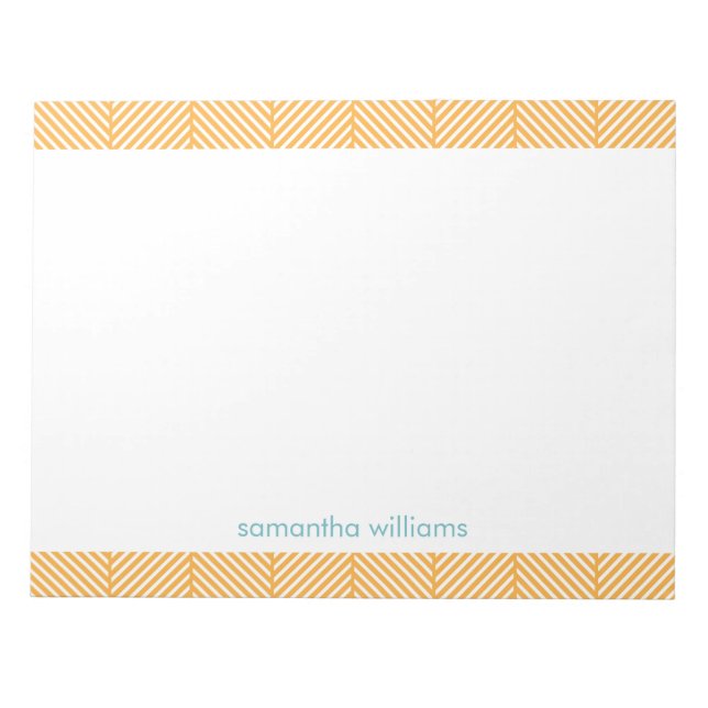 Cool Orange Herringbone Pattern Notepad (Front)