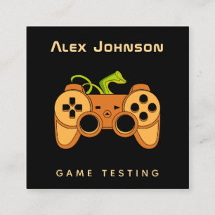 Cool Orange Joystick Joypad Gamer Game Tester Fun  Square Business Card