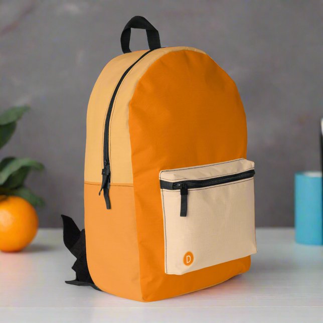 Cool Orange Monogram Back to School Printed Backpack (Creator Uploaded)