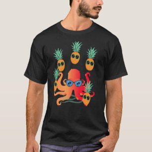 Cool Orange Octopus Juggling Pineapples T-Shirt