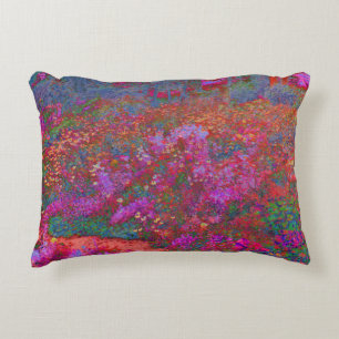 Cool Orange Panoramic Garden Flowers View Accent Pillow
