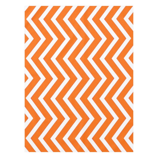 Cool Orange white Chevron  tablecloth (Front)