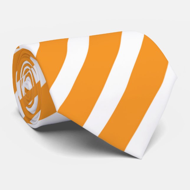 cool orange white stripe pattern tie (Rolled)