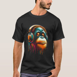 Cool Orangutan Headphone Music Art Christmas Birth T-Shirt