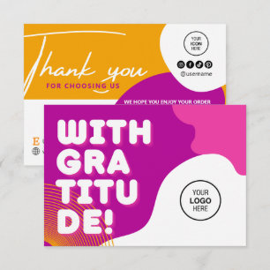 Cool Order Thank You For Choosing Us Colourful Car Card