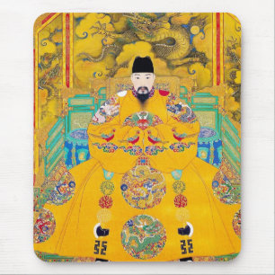 Cool oriental classic chinese woodcut emperor art mouse pad