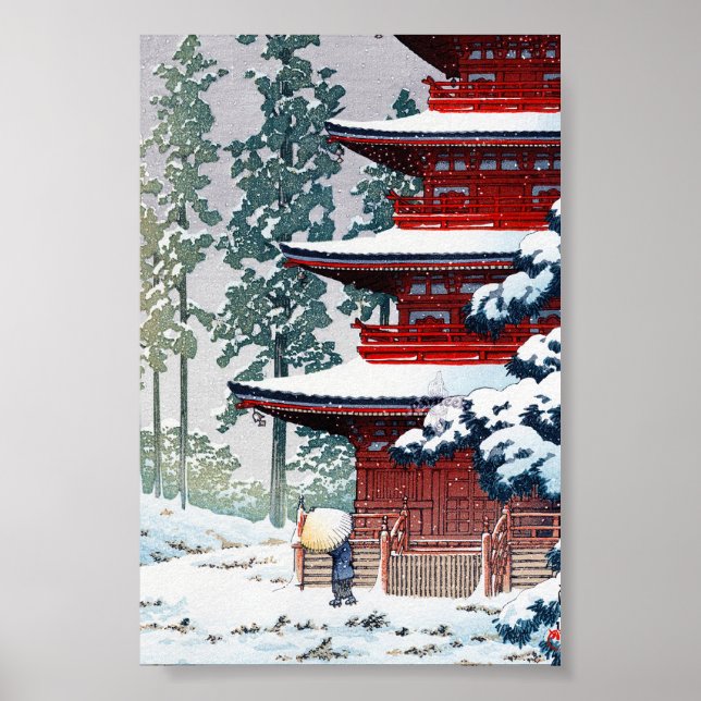 Cool oriental Hasui Kawase Winter scenery art Poster (Front)