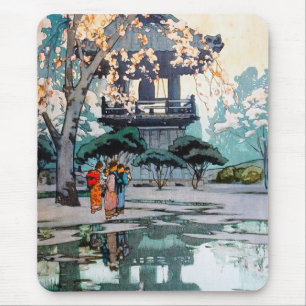 Cool oriental Hiroshi Yoshida Japanese Shrine art Mouse Pad