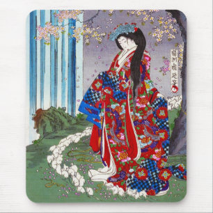 Cool oriental japanese classic geisha lady art mouse pad