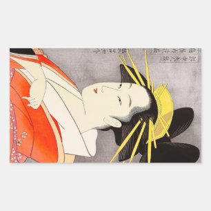 Cool oriental japanese classic geisha lady art sticker