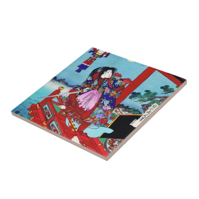 Cool oriental japanese classic Hero Warrior art Tile (Side)