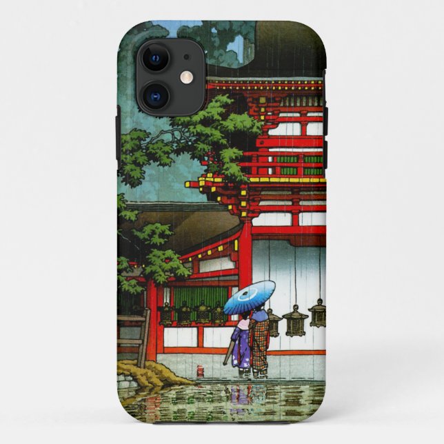 Cool oriental japanese classic temple rain art Case-Mate iPhone case (Back)