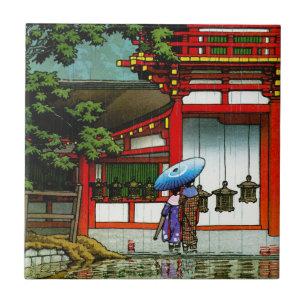 Cool oriental japanese classic temple rain art tile