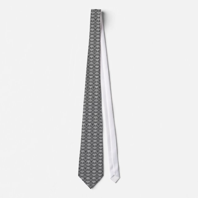 Cool oriental japanese fish scale elegant pattern tie (Front)