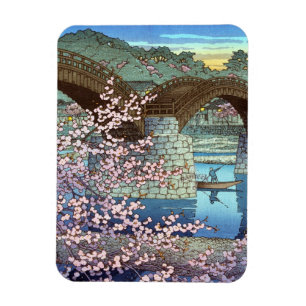 Cool oriental japanese Hasui kawase river bridge Magnet