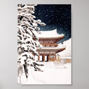 Cool oriental japanese Hasui Kawase winter scenery Poster