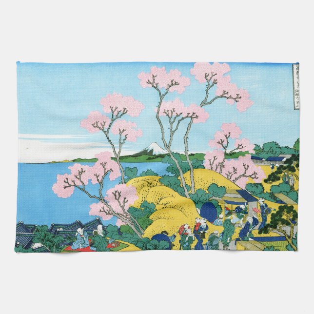 Cool oriental japanese Hokusai Fuji View landscape Kitchen Towel (Horizontal)