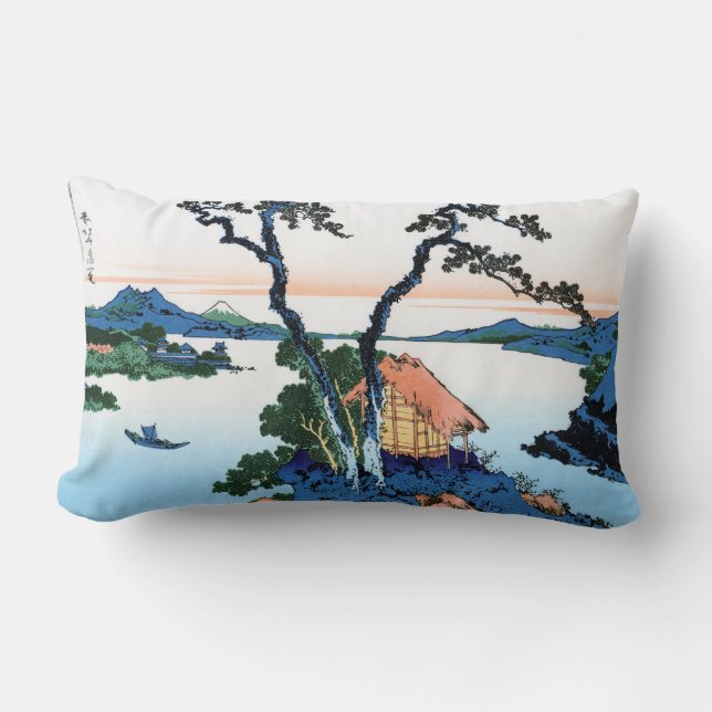 Cool oriental japanese Hokusai Fuji View landscape Lumbar Pillow (Front)