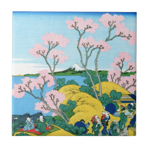 Cool oriental japanese Hokusai Fuji View landscape Tile