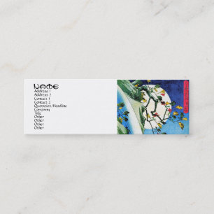 Cool oriental japanese hokusai full moon waterfall mini business card