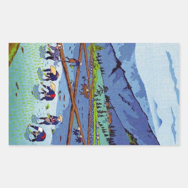 Cool oriental japanese Kasamatsu Rice Planting Sticker (Front)