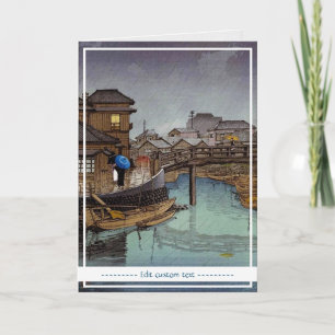 Cool oriental japanese Kawase rainy day scenery Card