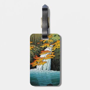 Cool oriental japanese Kawase Senju Waterfall art Luggage Tag
