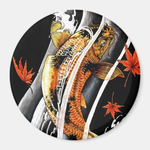 Cool Oriental Japanese Koi Lucky Carp Water Ink Magnet