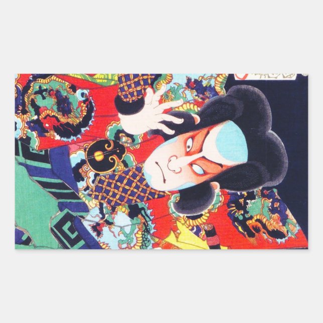 Cool oriental japanese kunichika samurai warrior sticker (Front)