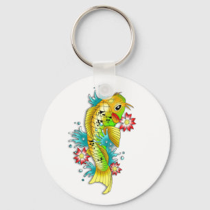 Cool oriental japanese rainbow koi carp fish keychain