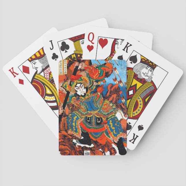 Cool oriental japanese samurai warrior tattoo playing cards (Back)