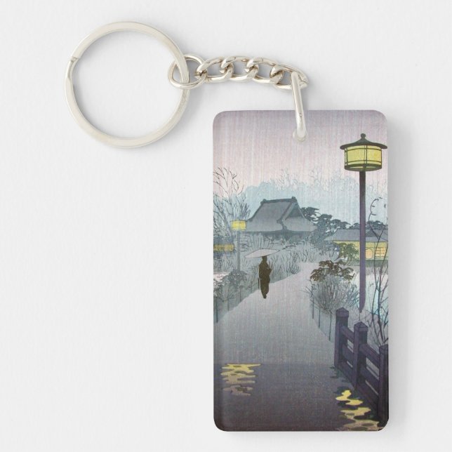 Cool oriental japanese shiro night rain shinobazu keychain (Front)