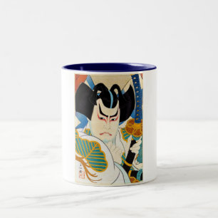 Cool oriental japanese Shunsen Kabuki actor art Two-Tone Coffee Mug