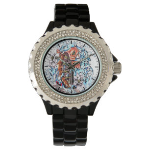 Cool oriental japanese tattoo ink lucky koi fish watch
