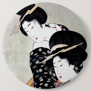 Cool Oriental Japanese Traditional Geisha art 6 Inch Round Button