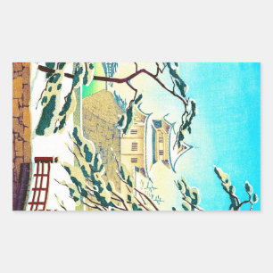 Cool oriental japanese winter castle sceneart sticker