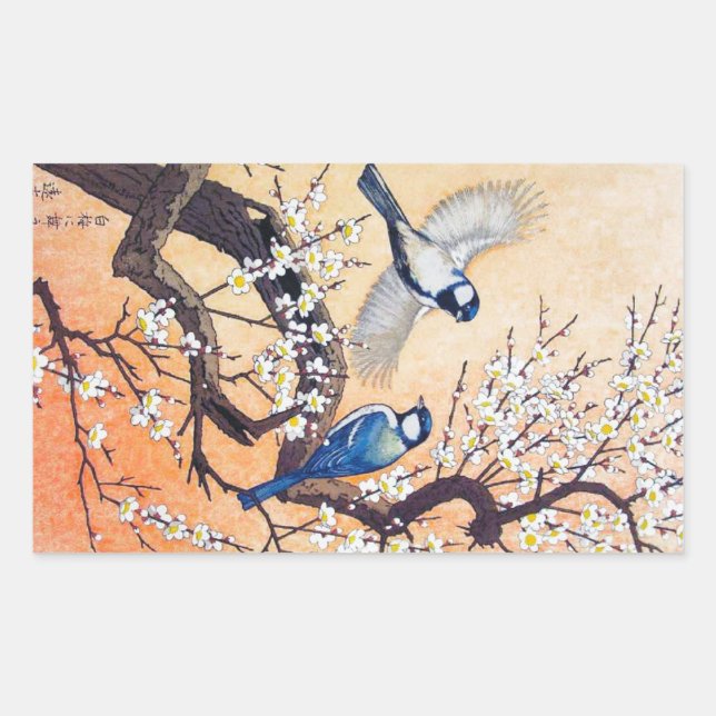 Cool oriental japanese Yoshida birds cherry tree Sticker (Front)
