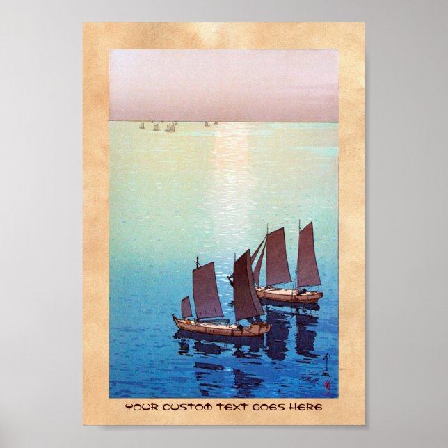 Cool oriental japanese Yoshida sea side sundown Poster (Front)
