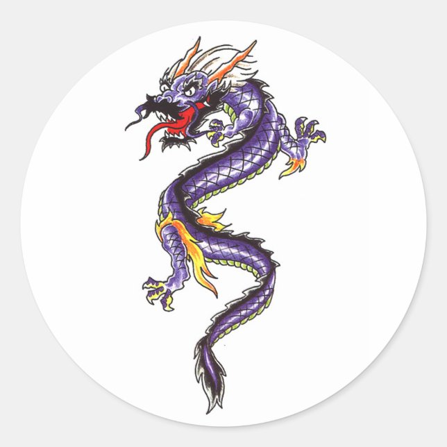 Cool  Oriental  Purple  Dragon style sticker (Front)
