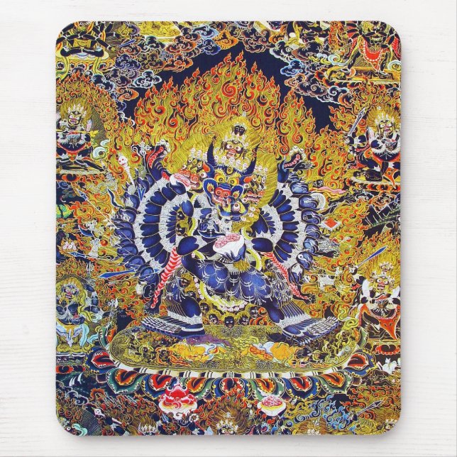 Cool oriental tangka Yamantaka death god tattoo Mouse Pad (Front)