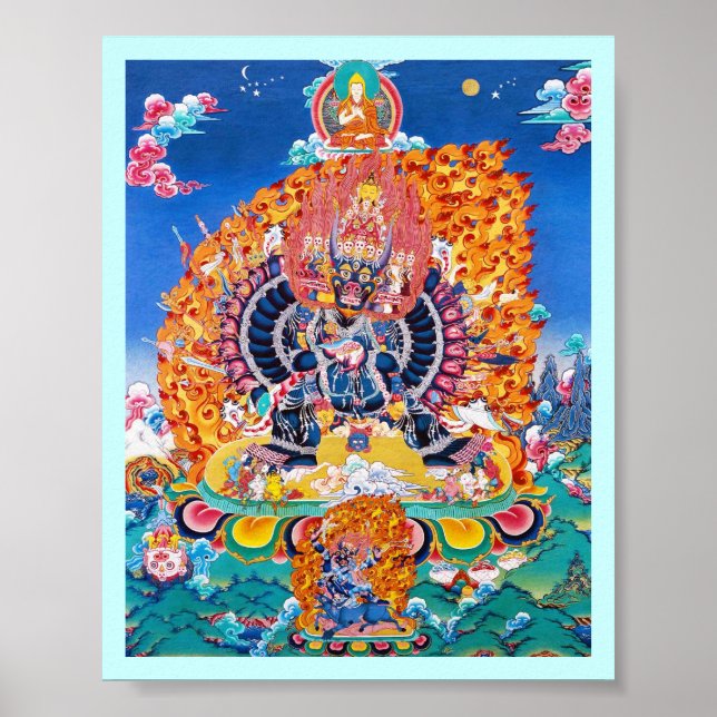 Cool oriental tangka Yamantaka death god tattoo Poster (Front)