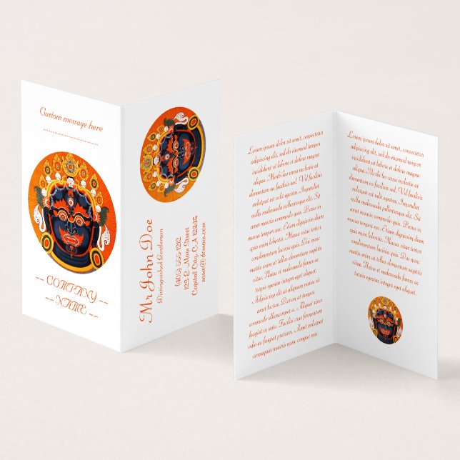 Cool oriental tibetan thangka Bhairava tattoo art Business Card (Inside and Outside)