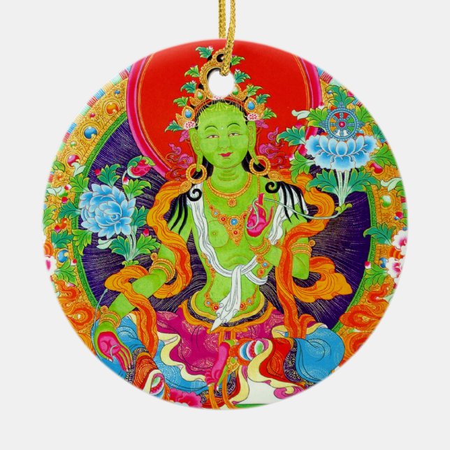 Cool oriental tibetan thangka god tattoo art ceramic ornament (Front)