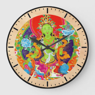 Cool oriental tibetan thangka god tattoo art large clock